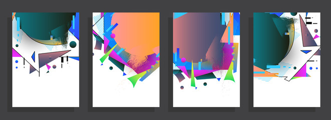 Template brochures, flyers, business presentations. Modern flat line style, layout in A4 size. Trendy abstract background. Geometric science or technology pattern. Graphic design