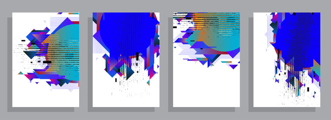 Template brochures, flyers, business presentations. Modern flat line style, layout in A4 size. Trendy abstract background. Geometric science or technology pattern. Graphic design