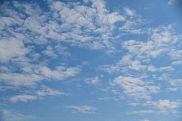 Wall Mural - soft blue sky background with white fluffy cloudscape nature background