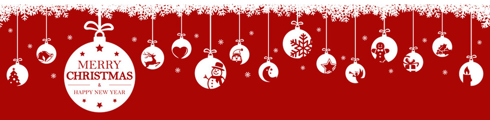 hanging baubles with christmas icons and greetings