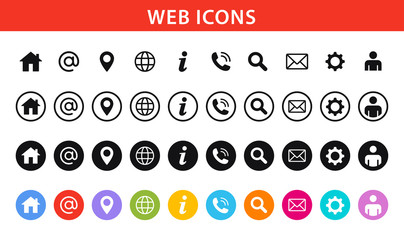 Aufkleber - Set of standard web icons