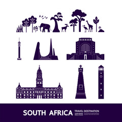 south africa travel destination grand vector illustration.
