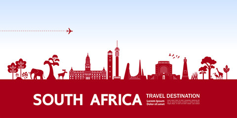 Fototapete - South Africa travel destination grand vector illustration.