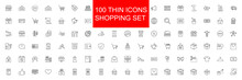 SHOPPING Vs E-COMMERCE Line Thin Icons Set. Vector Illustrations Collection EPS10.