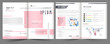 Front and Back View of Business Bi-Fold Brochure, Template or Cover Page Layout with Company Growth Presentation.