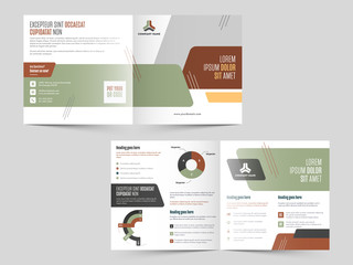 Sticker - Promotion Cover Page or Bi-Fold Brochure Layout in Front and Back View for Business Concept.