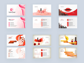 Canvas Print - Front and Back View of Business Card or Visiting Card Set for Women Beauty, Nail Artist, Makeup Artist.