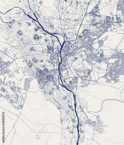 Fotomural map of the city of Cairo, Giza, Egypt