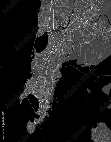 Fotografía map of the city of Mumbai, Indian state of Maharashtra