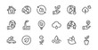 © RUVYM - Set of icons on the theme of Ecology, vector lines, contains icons such as electric car, global warming, forest, eco, watering plants and much more. Editable stroke, White background