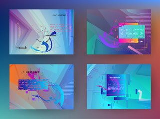 Template brochures, flyers, business presentations. Modern flat line style, layout in A4 size. Trendy abstract background. Geometric science or technology pattern. Graphic design
