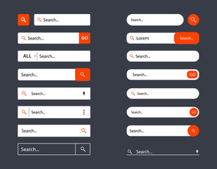 Fototapete - Search bar templates design set for ui, design and web site. Search Address and navigation bar icon. Collection www search bar form templates for websites, app, ui