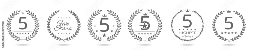 Five star badge set - obrazy, fototapety, plakaty 