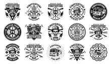 Firefighters Big Set Of Vector Isolated Emblems