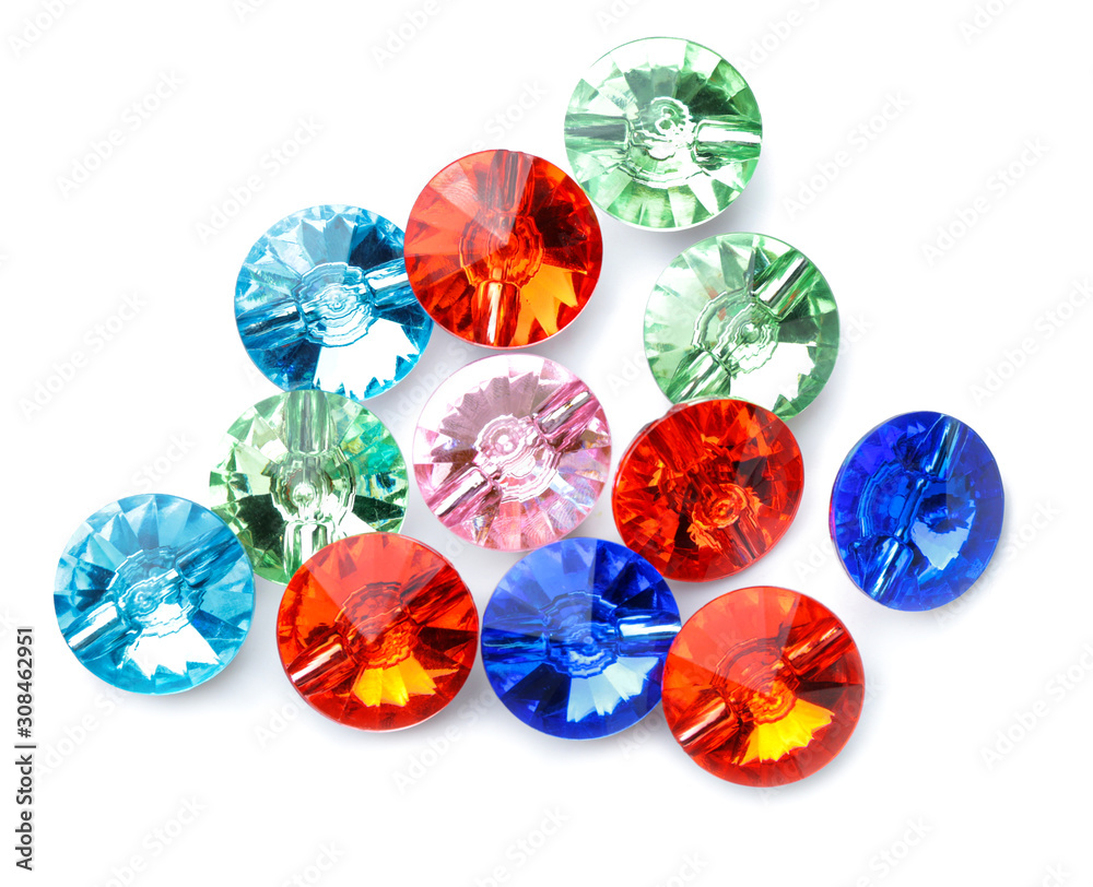 Different precious stones for jewellery on white background