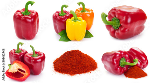 Fotografía Collection of fresh pepper on white background