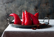 Spiced hibiscus or red wine poached pears. Delicious winter french dessert