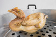 boiled chicken on steam pot for Chinese Food New Year Festival,selective focus.