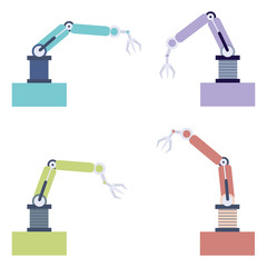 Poster - robotic arm illustration. manufacture modern technology idea.