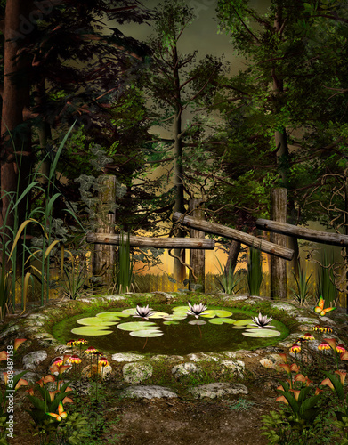 Fotografía Little enchanted pond in an unspoiled nature scenery
