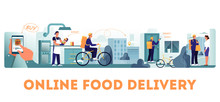 Online Food Delivery Concept Set. Food Order In The Internet.