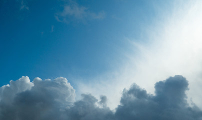 Canvas Print - dark clouds in the blue sky close-up