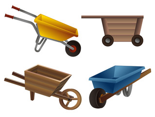 Poster - wheelbarrow icons set. cartoon set of wheelbarrow vector icons for web design