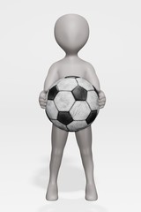 Canvas Print - 3D Render of Cartoon Character with Football