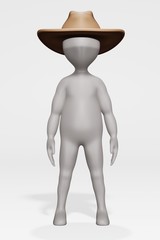 Sticker - 3D Render of Cartoon Character with Hat