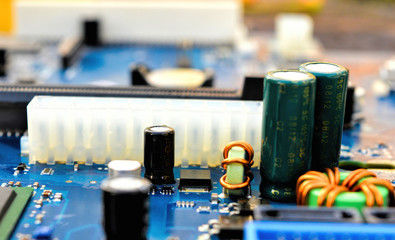 Photography of electric detail on computer board