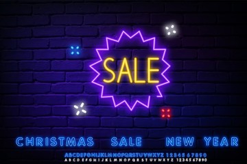 Sale neon sign vector. Big Sale Design template neon sign, light banner, nightly bright advertising, light inscription. Vector illustration. Editing text neon sign