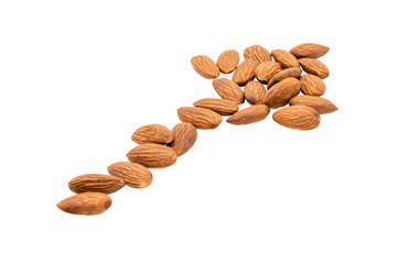 Wall Mural - Arrow Almond nuts isolated with white background.