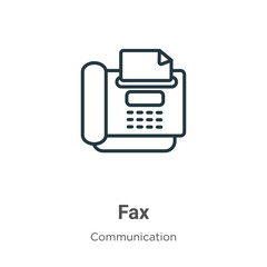 Poster - Fax outline vector icon. Thin line black fax icon, flat vector simple element illustration from editable communication concept isolated on white background