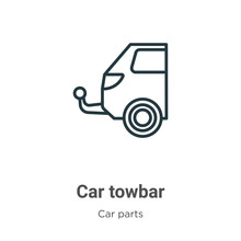 Car Towbar Outline Vector Icon. Thin Line Black Car Towbar Icon, Flat Vector Simple Element Illustration From Editable Car Parts Concept Isolated On White Background