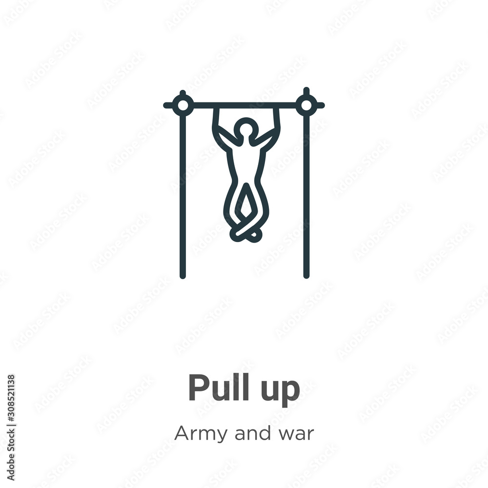 Pull up outline vector icon. Thin line black pull up icon, flat vector ...