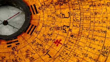 antique chinese feng shui compass on turn table