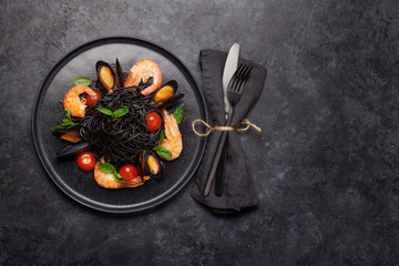 Sticker - Black seafood spaghetti pasta