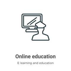 Poster - Online education outline vector icon. Thin line black online education icon, flat vector simple element illustration from editable e learning concept isolated on white background