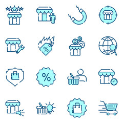 Leinwandbilder - marketing strategy set icon template color editable. marketing pack symbol vector sign isolated on white background icons vector illustration for graphic and web design.