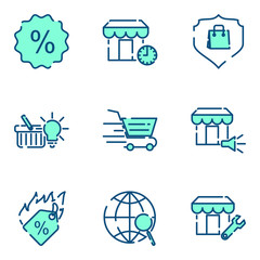 Fototapete - marketing strategy set icon template color editable. marketing pack symbol vector sign isolated on white background icons vector illustration for graphic and web design.