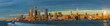 View to Manhattan skyline from Hoboken Jersey city at sunset