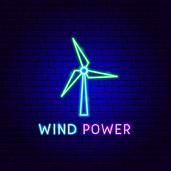 Poster - Wind Power Neon Label