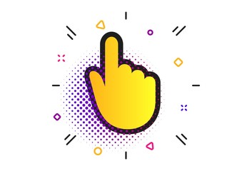 Poster - Hand cursor sign icon. Halftone dots pattern. Hand pointer symbol. Classic flat cursor icon. Vector