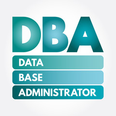 Poster - dba - database administrator, acronym technology concept background