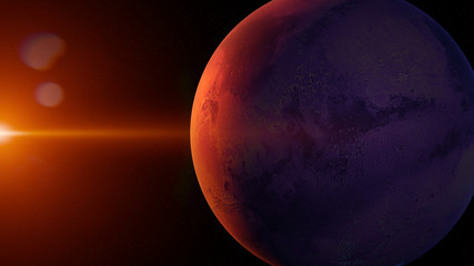 Wall Mural - planet mars, sunrise on the red planet