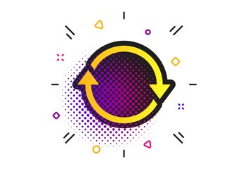 Aufkleber - Rotation icon. Halftone dots pattern. Repeat symbol. Refresh sign. Classic flat rotation icon. Vector