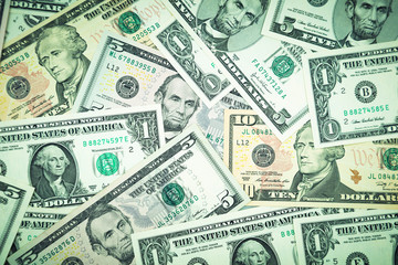 Wall Mural - Assorted American banknotes