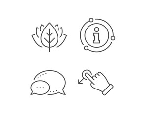 Poster - Drag drop gesture line icon. Chat bubble, info sign elements. Slide arrow sign. Swipe action symbol. Linear drag drop outline icon. Information bubble. Vector