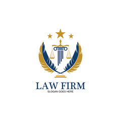 feather law firm  logo icon design template-vector