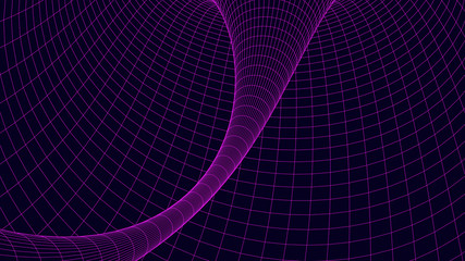 Poster - vortex. vector perspective curved grid. wireframe abstract tunnel. 3d vector wormhole with a mesh st